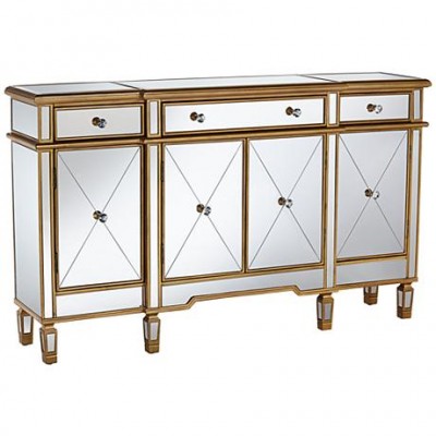 Custom high-end furniture 4 drawers 4 doors Buffet Cabinet Table Mirrored Buffet